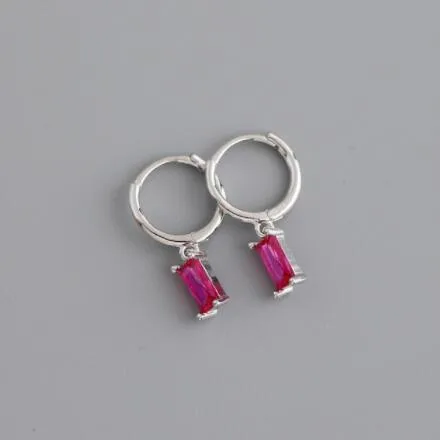 Cubic Zirconia Small Pendant Hoop Earrings For Women