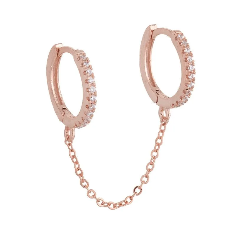 Cubic Zirconia Small Pendant Hoop Earrings For Women