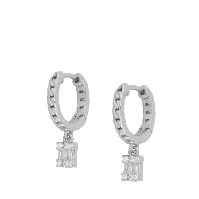Cubic Zirconia Small Pendant Hoop Earrings For Women