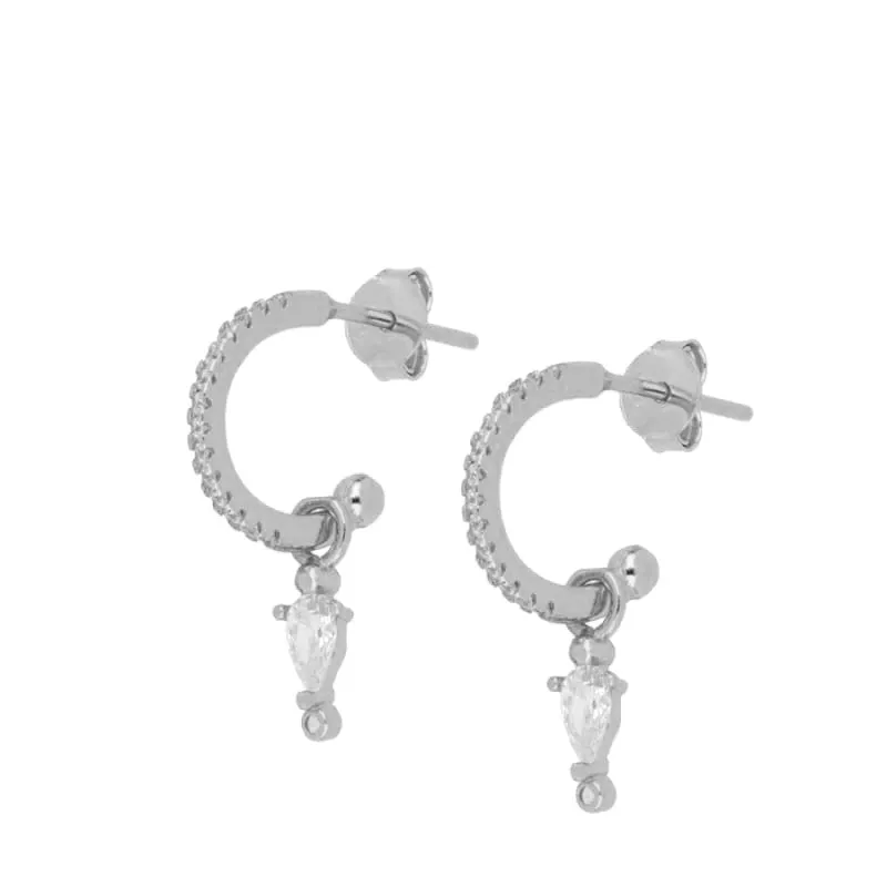 Cubic Zirconia Small Pendant Hoop Earrings For Women