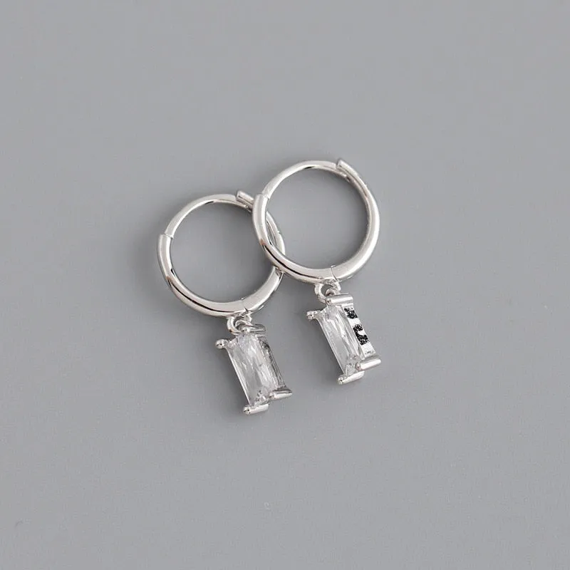 Cubic Zirconia Small Pendant Hoop Earrings For Women