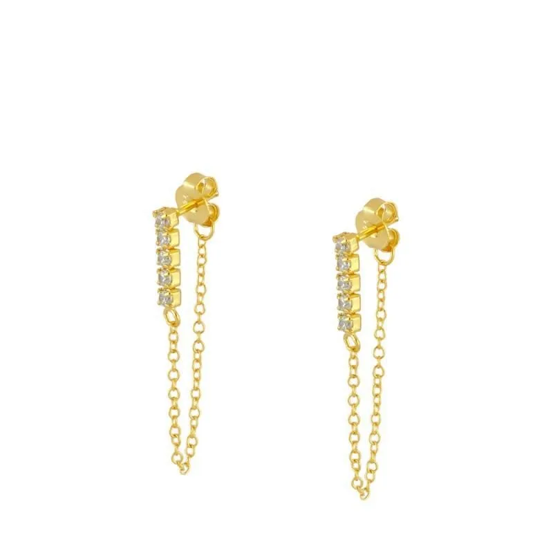 Cubic Zirconia Small Pendant Hoop Earrings For Women