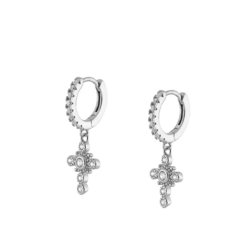 Cubic Zirconia Small Pendant Hoop Earrings For Women