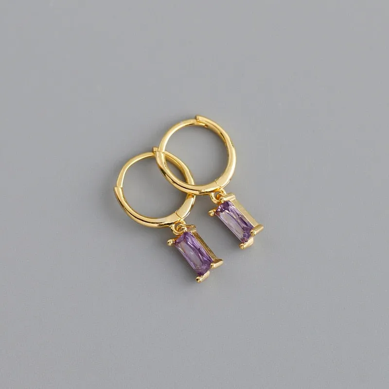 Cubic Zirconia Small Pendant Hoop Earrings For Women