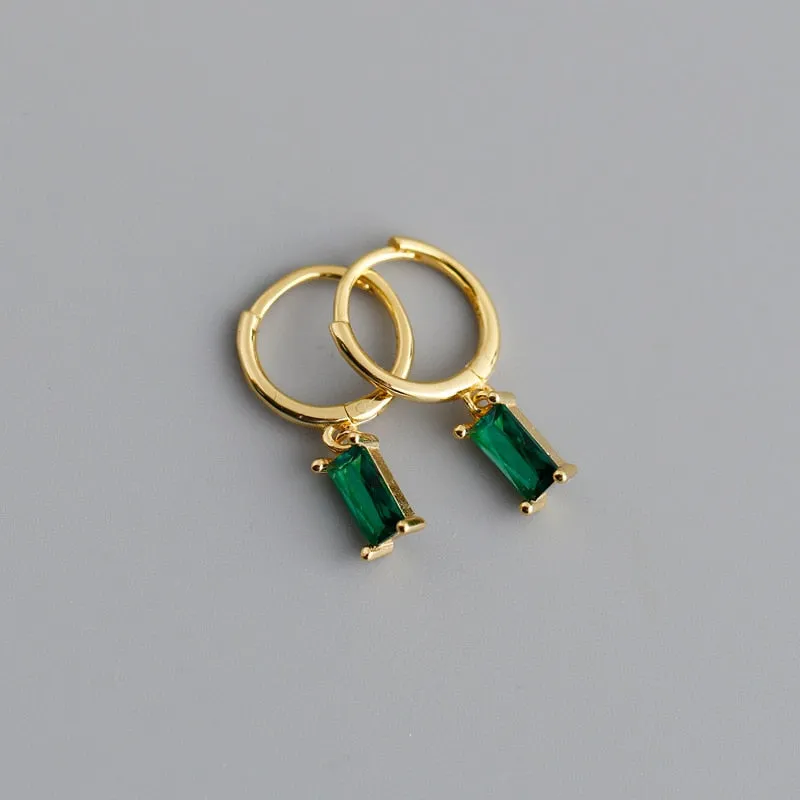 Cubic Zirconia Small Pendant Hoop Earrings For Women