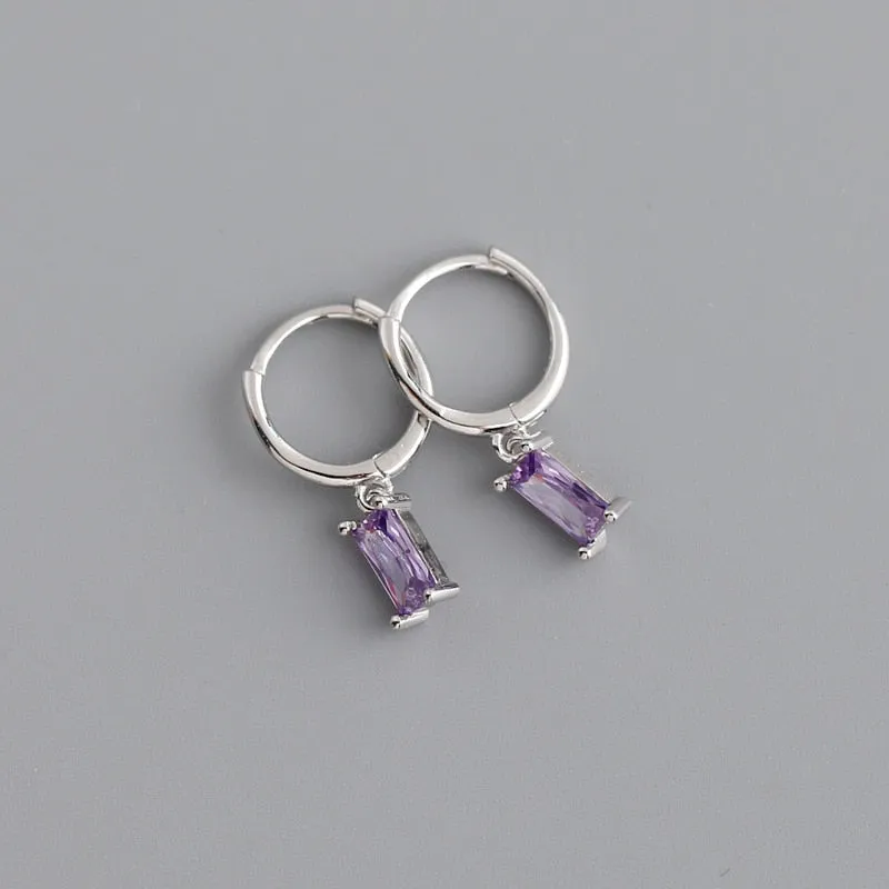Cubic Zirconia Small Pendant Hoop Earrings For Women
