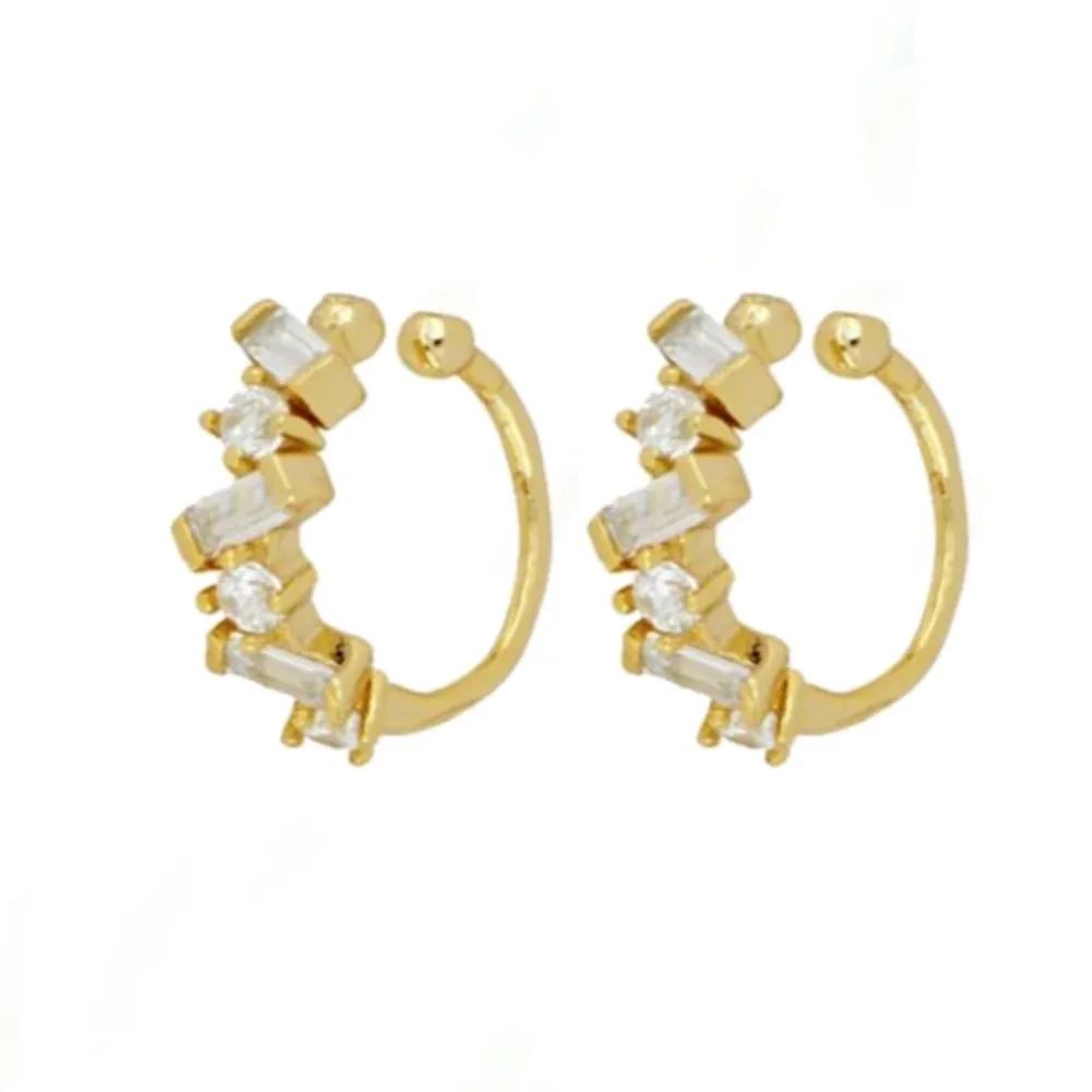 Cubic Zirconia Small Pendant Hoop Earrings For Women