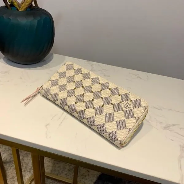 Damier Azur Canvas Studded Clemence Long Zipped Wallet N60252 2019 Collection