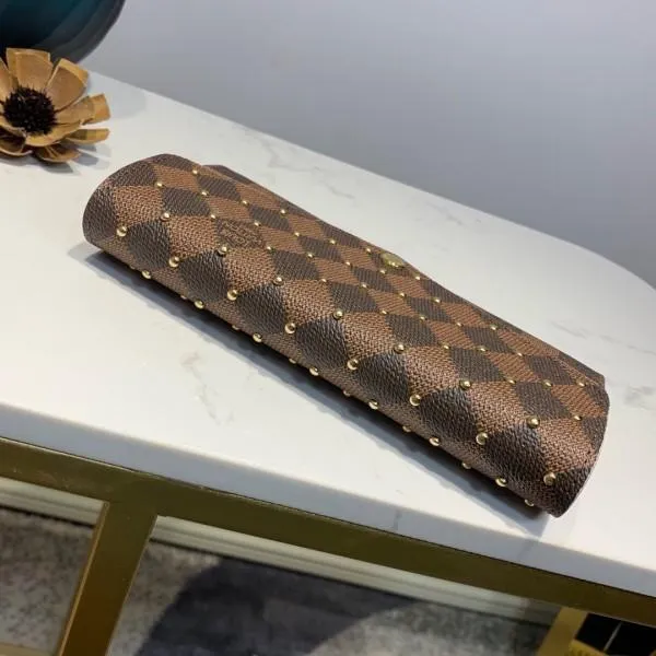 Damier Ebene Canvas Studded Sarah Flap Large Wallet N60249 2019 Collection