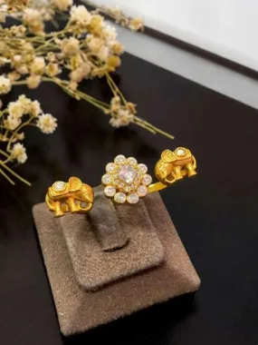 Designer Elephant Studded Polhi Ring