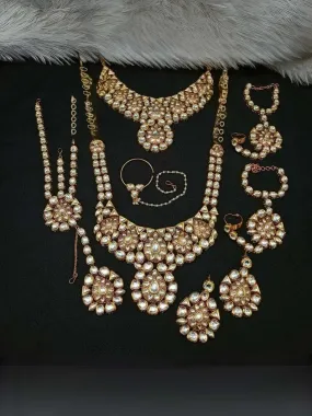 Designer White Kundan Studded Full Bridal Set