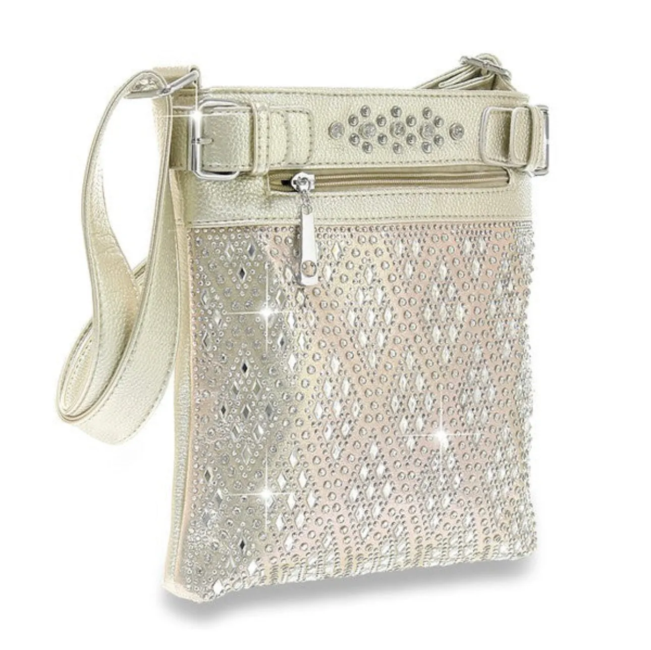 Diamond Pattern Crystal Studded Purse