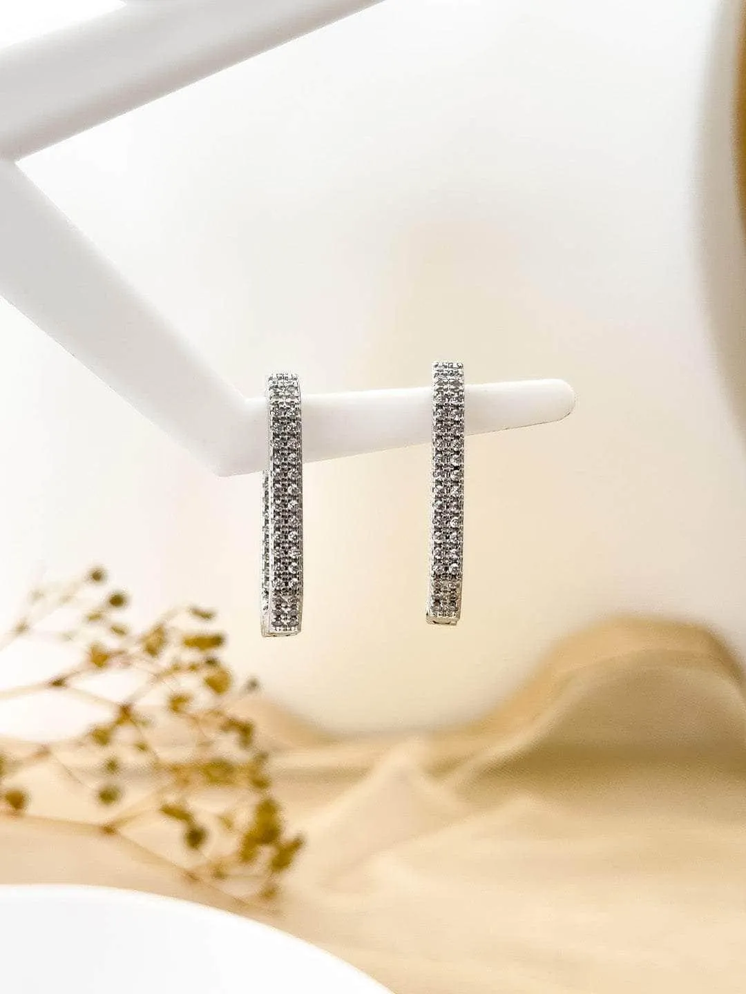Diamond Studded Hoop Earrings