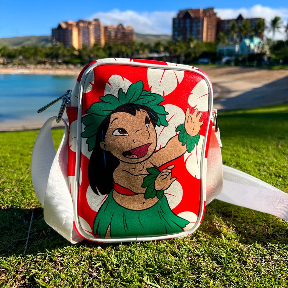 Disney Bag and Wallet Combo, Lilo and Stitch Lilo Hula Pose and Dress Print Red, Vegan Leather