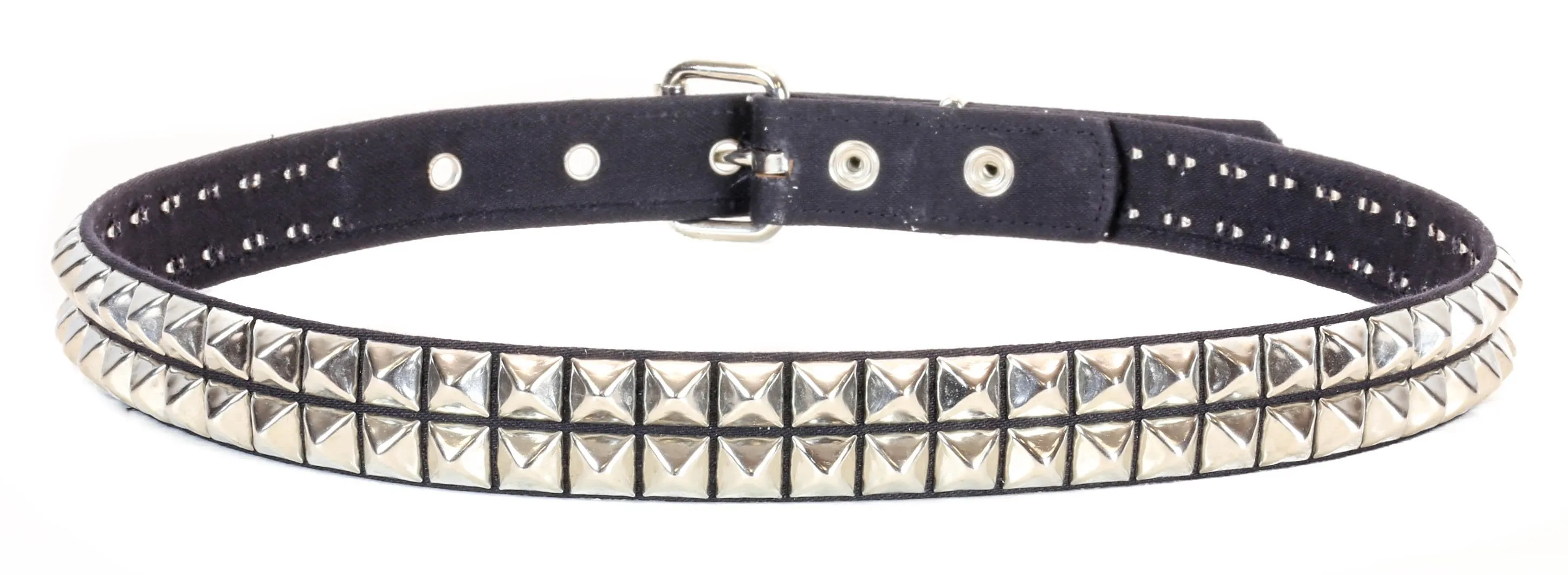Double Row Studded Belt Black Canvas