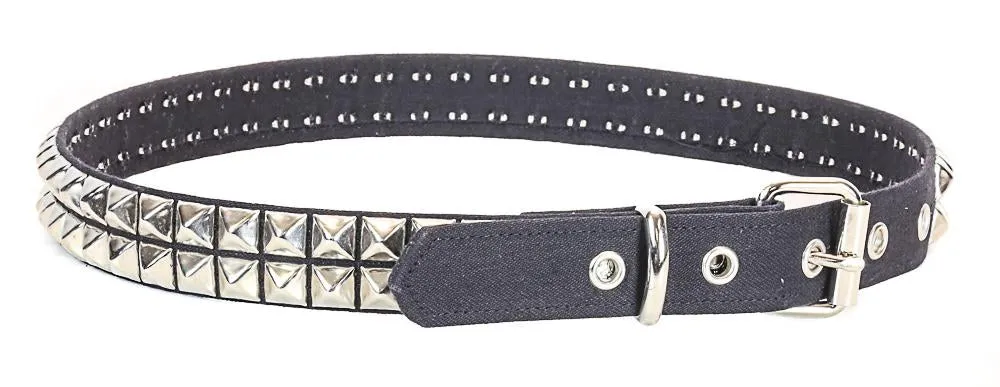 Double Row Studded Belt Black Canvas