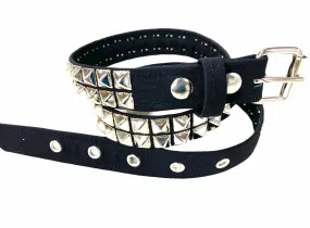 Double Row Studded Belt Black Canvas
