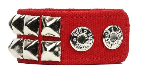 Double Row Studded Bracelet Red Canvas