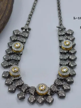 Dual Tone Round Shaped Kundan Studded Necklace
