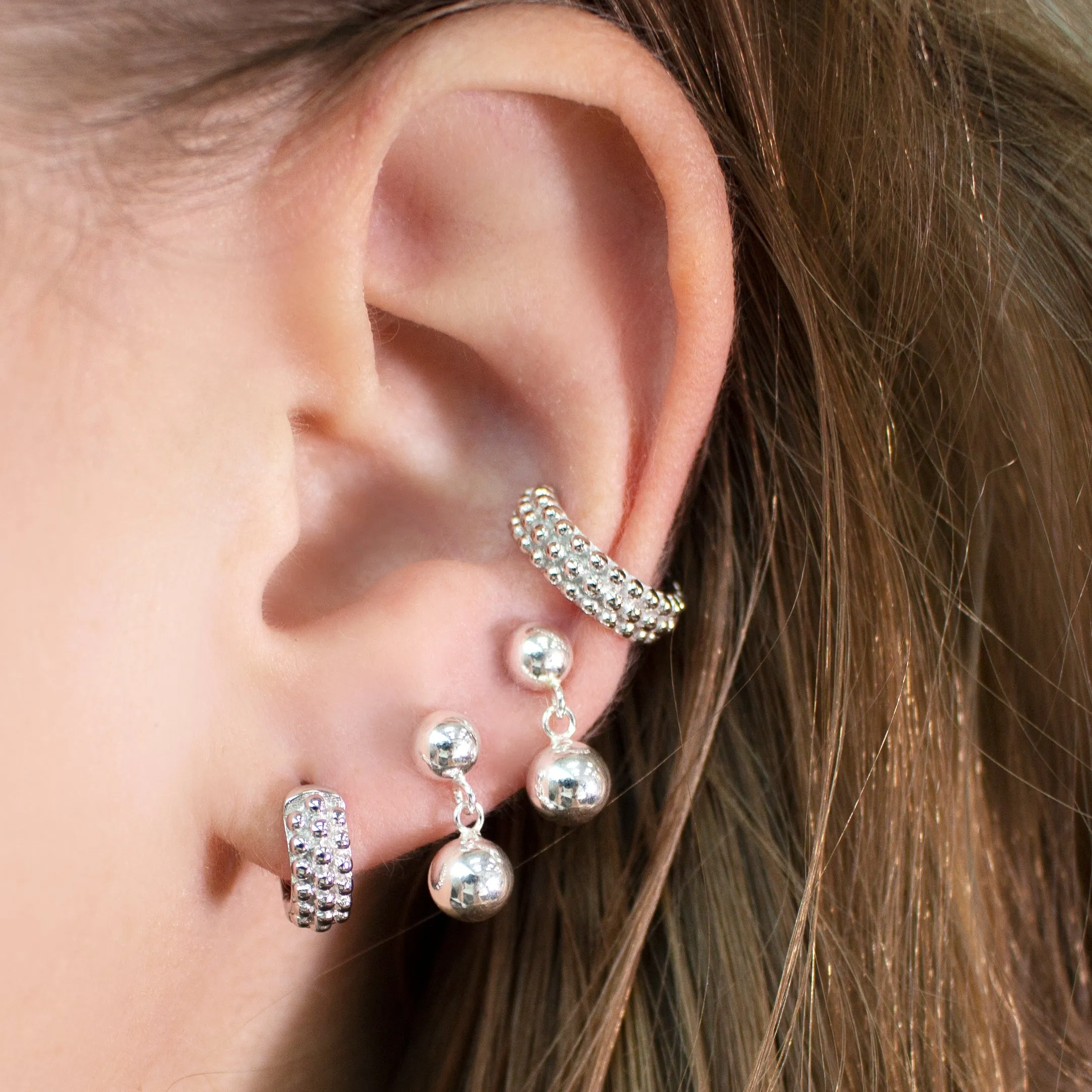 Encrusted Ball Studded Ear Cuff