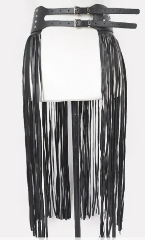 Fringe faux leather belt