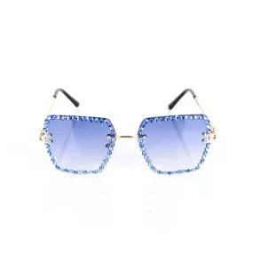 GIRLS BLUE SQUARE STUDDED SUNGLASSES
