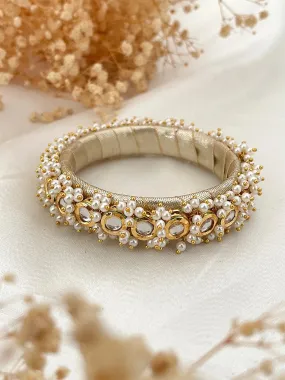 Handmade Round Shaped Kundan And Pearl Studded Bangle