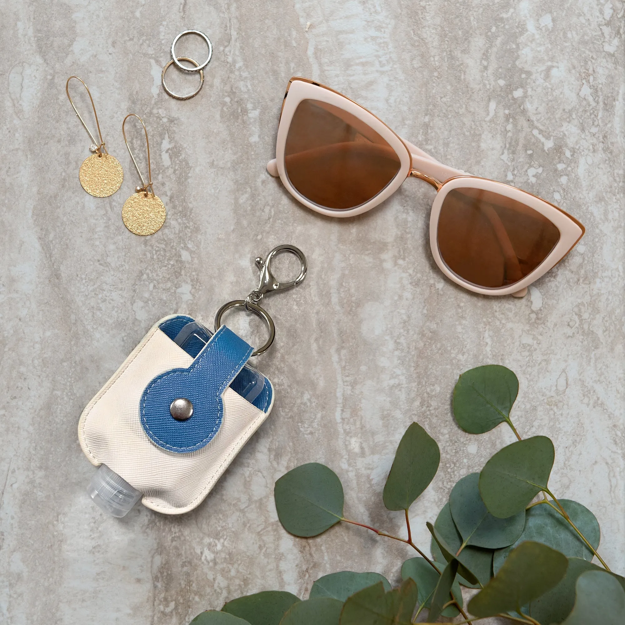 Hedgehog with Mushrooms Hand-Sanitizer Holder with Travel Bottle