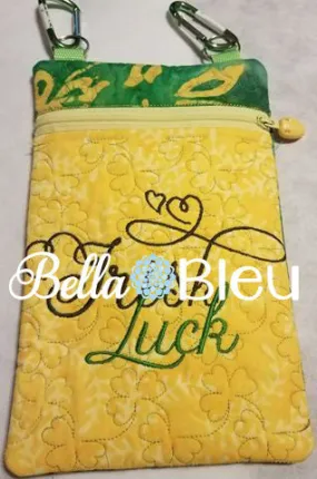 In The Hoop ITH Purse with Clover Quilt Stipple Zipper bag