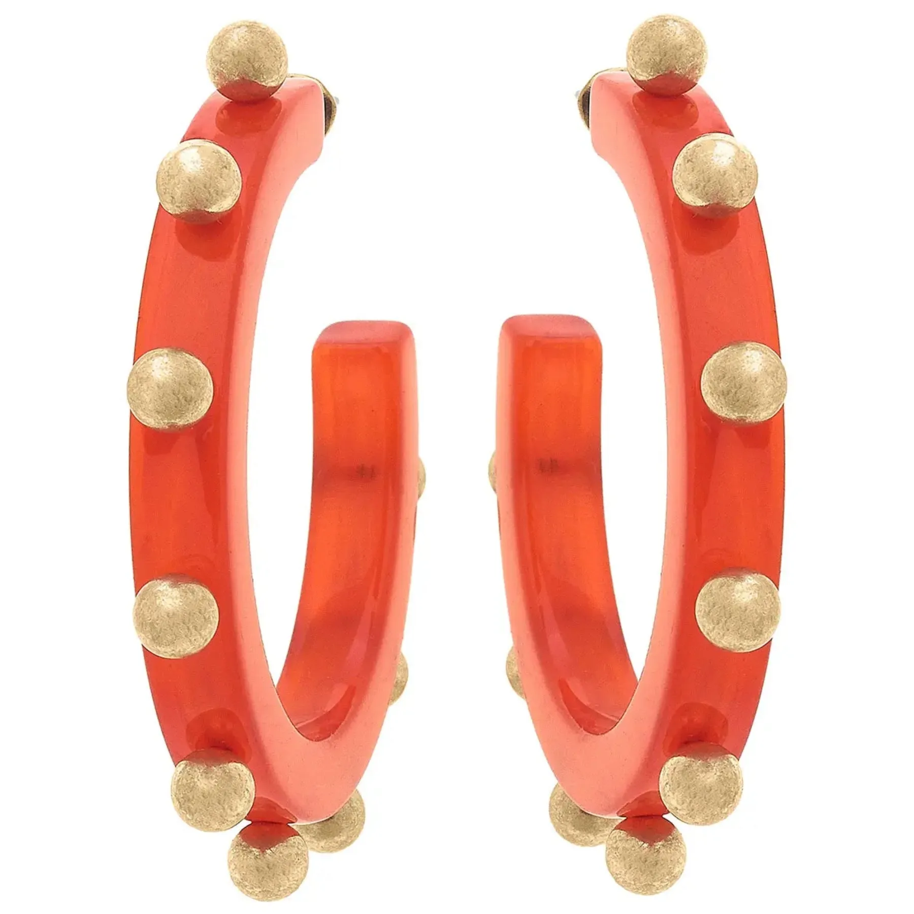 Kelley Studded Metal and Resin Hoop Earrings