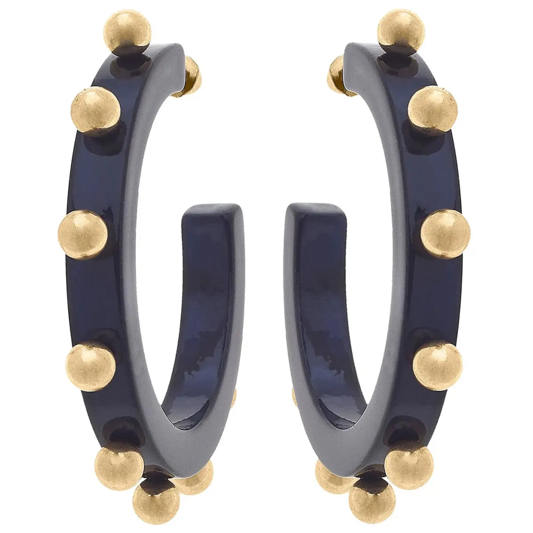 Kelley Studded Metal and Resin Hoop Earrings