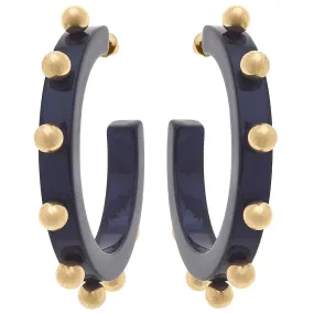 Kelley Studded Metal and Resin Hoop Earrings