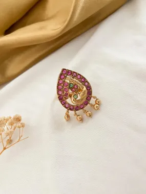 Kemp Studded Peacock Finger Ring