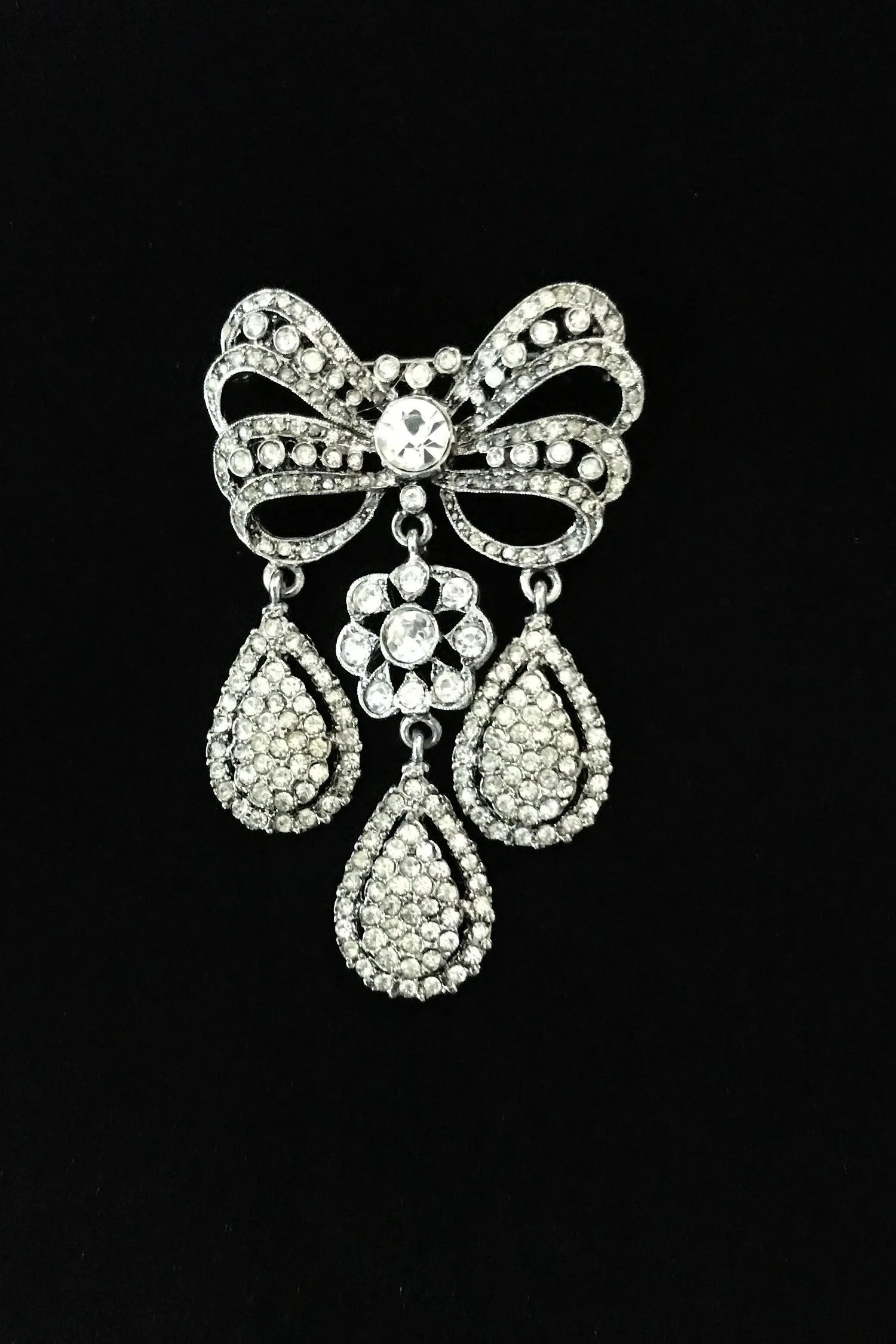 Kenneth Jay Lane Three Drop 18th Century Style Crystal Brooch
