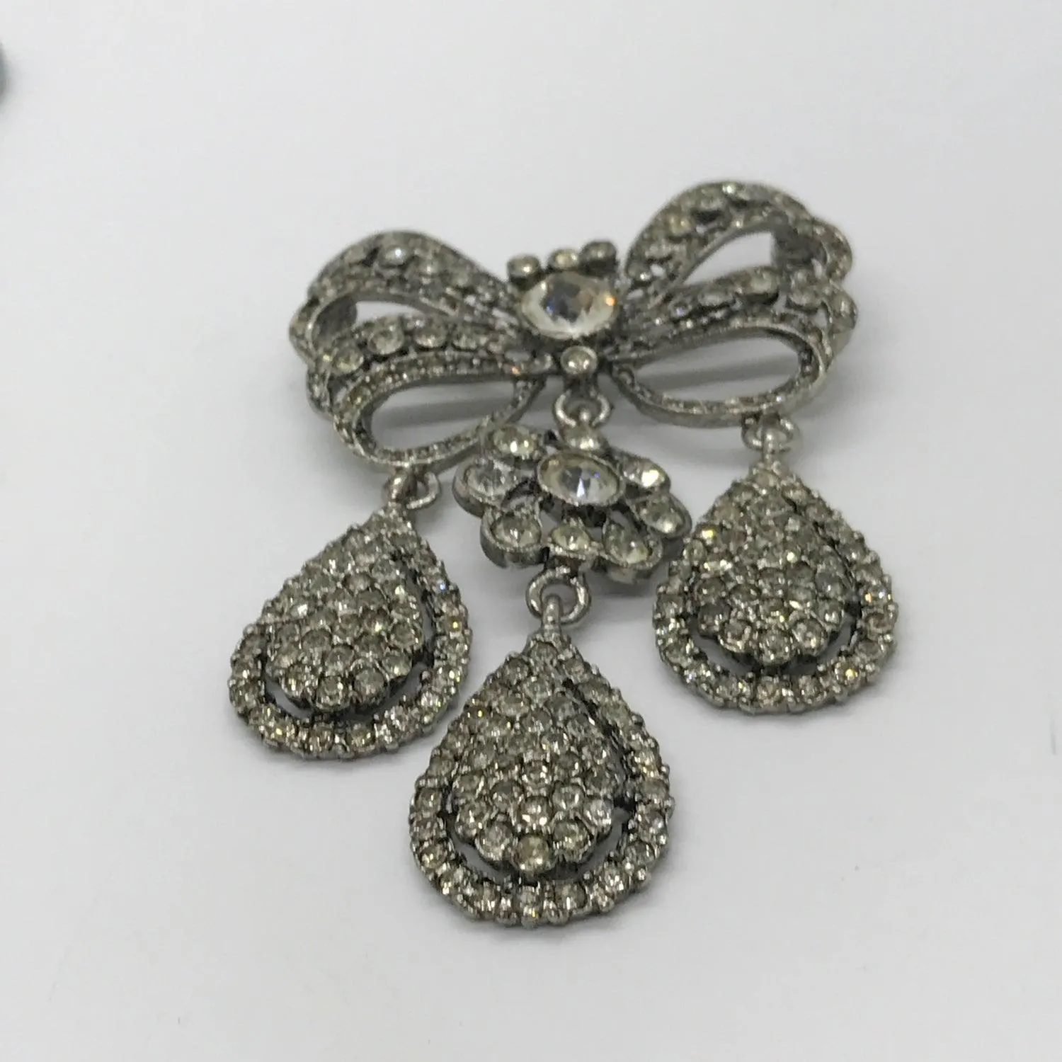 Kenneth Jay Lane Three Drop 18th Century Style Crystal Brooch