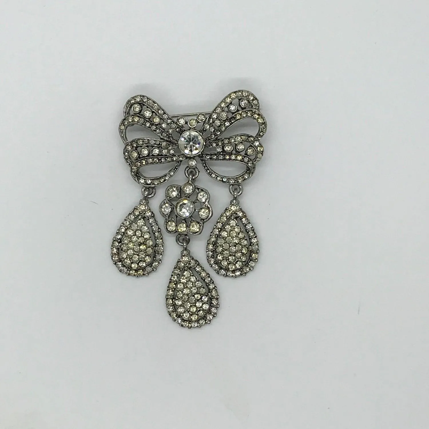 Kenneth Jay Lane Three Drop 18th Century Style Crystal Brooch