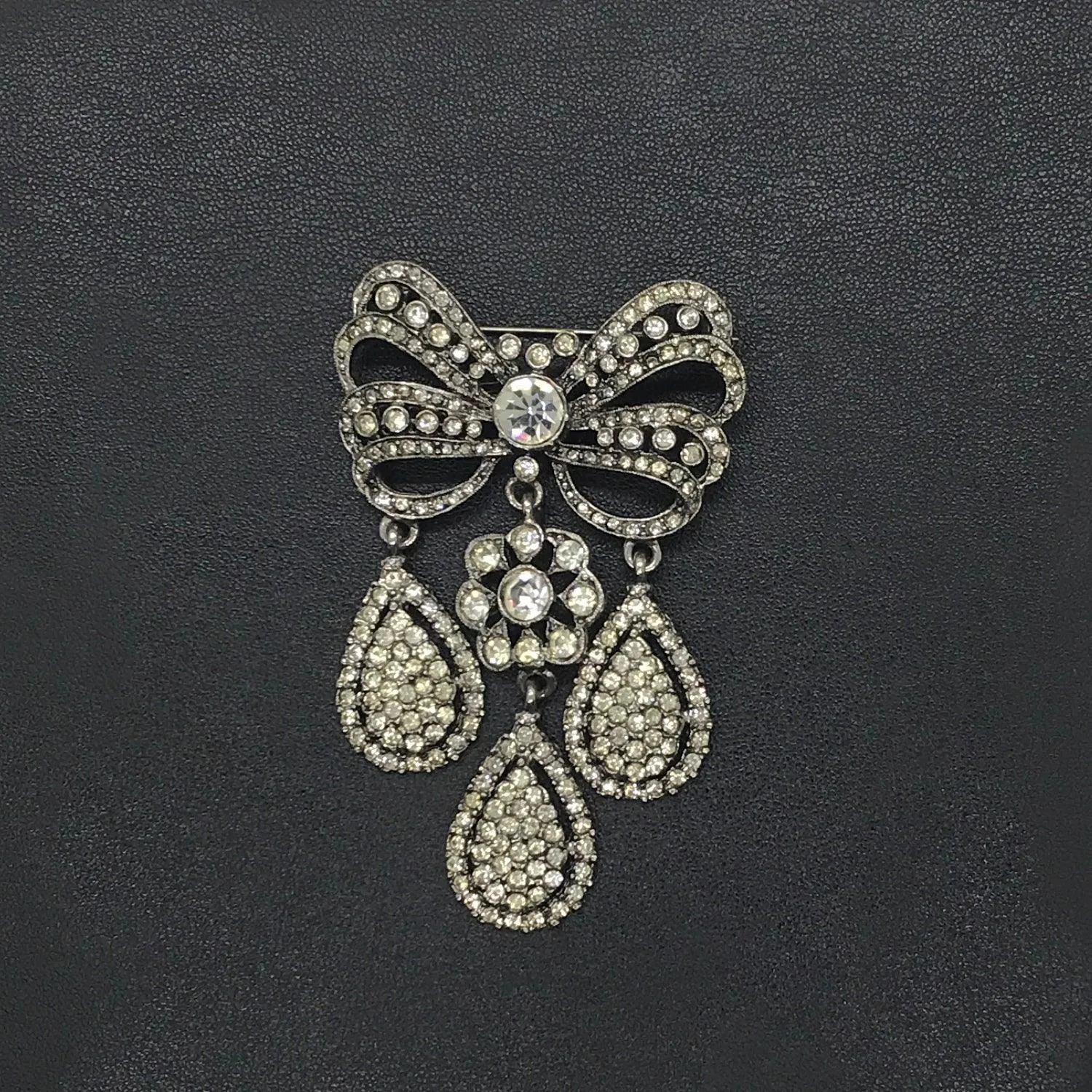 Kenneth Jay Lane Three Drop 18th Century Style Crystal Brooch