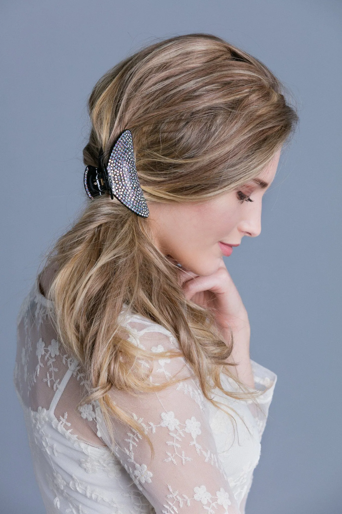 Large Lightweight Crystal Covered Hair Jaw