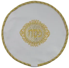 Leather Matzah Cover with contrasting applique MA280F-WH2