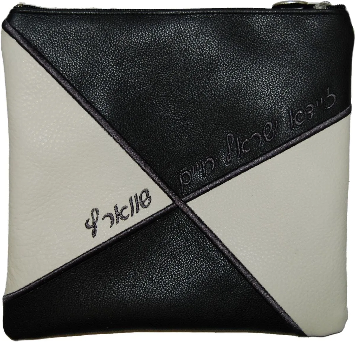 Leather Tallis &amp; Tefillin Bag four pieces of leather an X cut embroidery 555F-GR