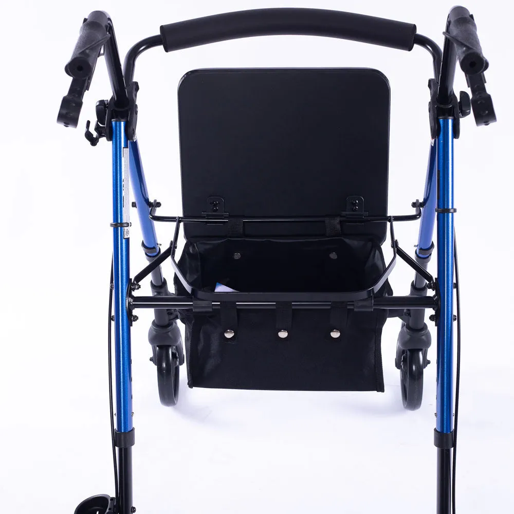 Lightweight Aluminium Rollator Walker w/ Seat, 4 Wheels - Equipmed