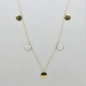 Long Diamond Gold Disk Necklace, 28 inches