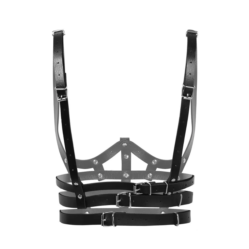 'Love will tear us apart' Black Studded Fake Leather Harness