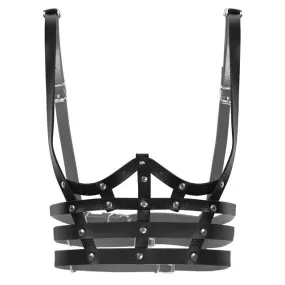 'Love will tear us apart' Black Studded Fake Leather Harness