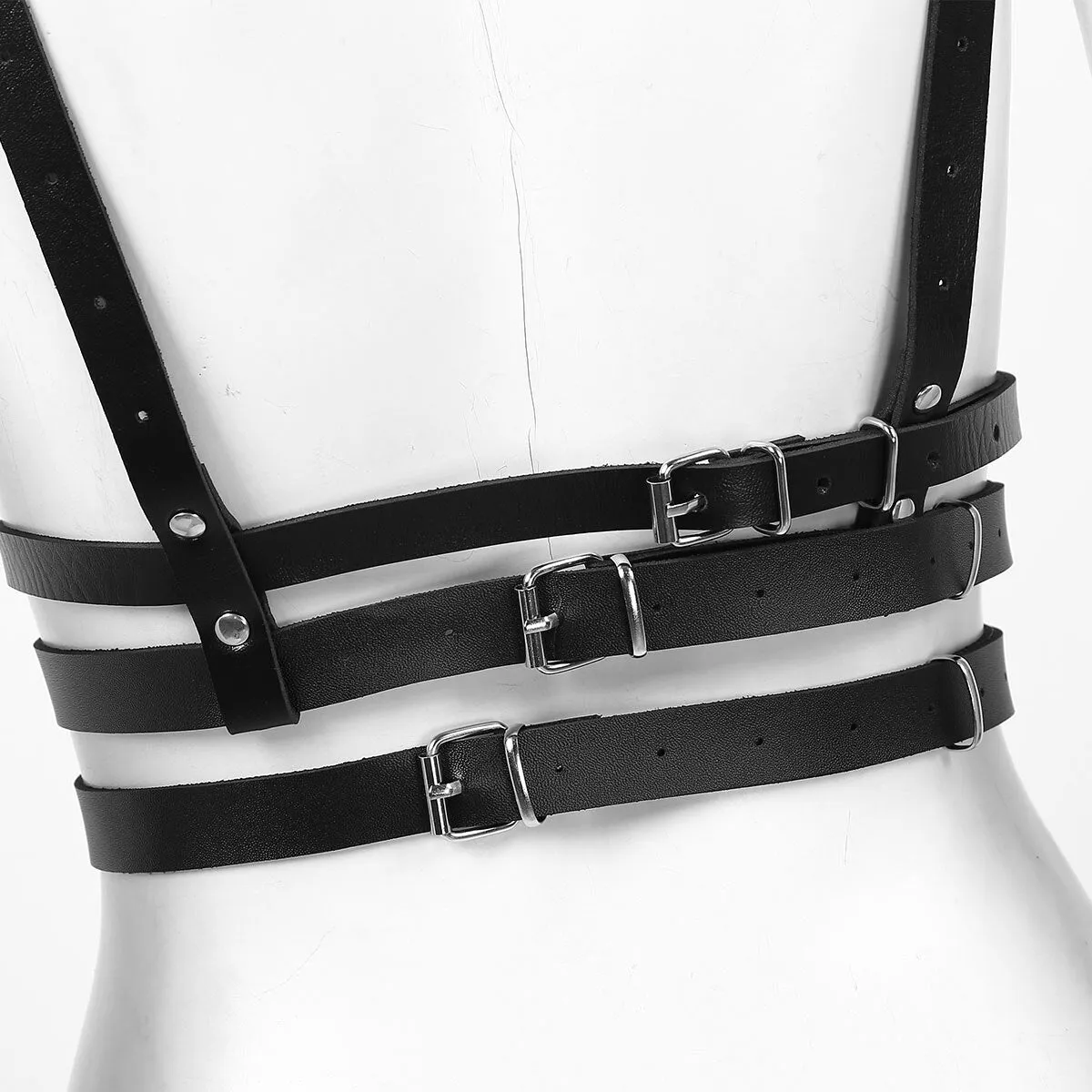'Love will tear us apart' Black Studded Fake Leather Harness