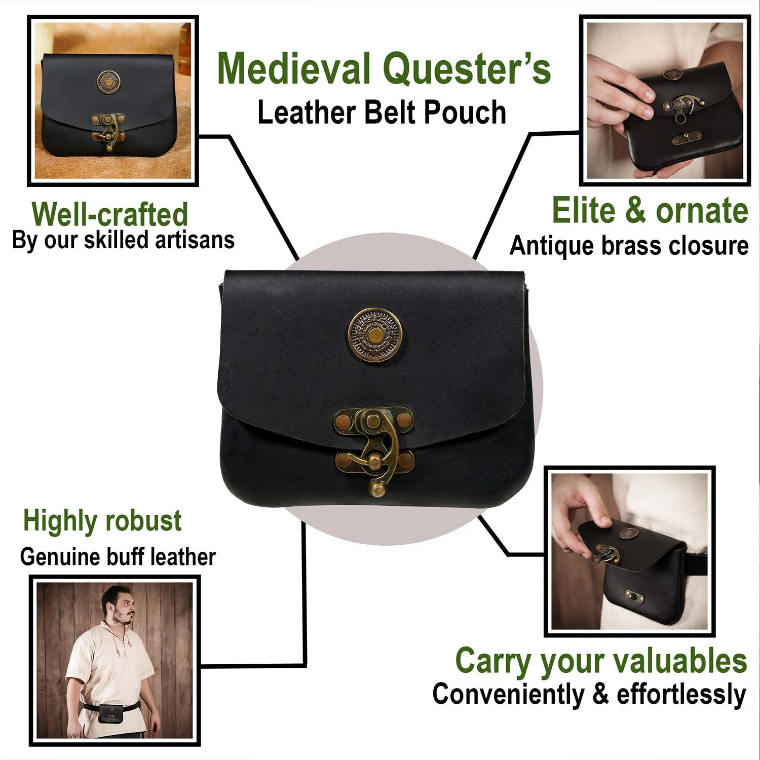 Medieval Quester's Leather Belt Bag