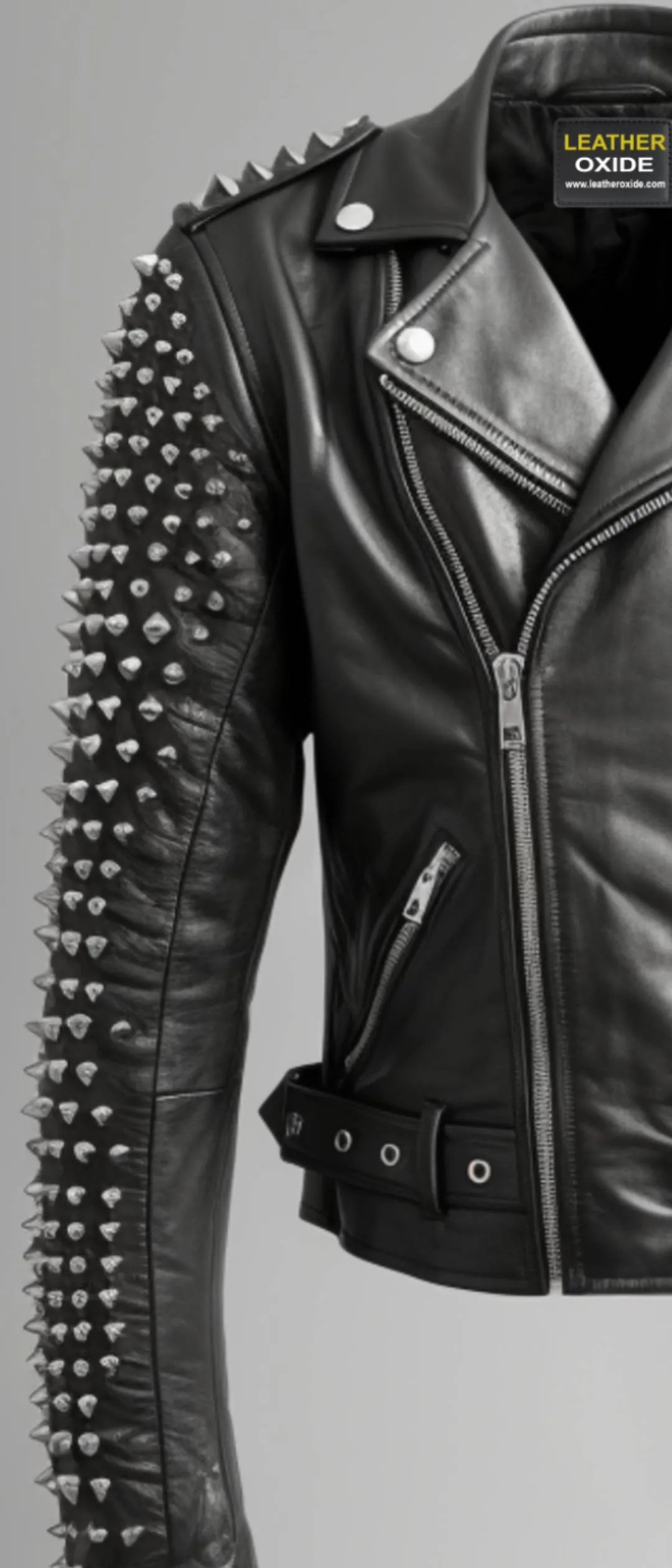 Men Black Studded Biker Stylish Leather Jacket - Biker Leather Jacket