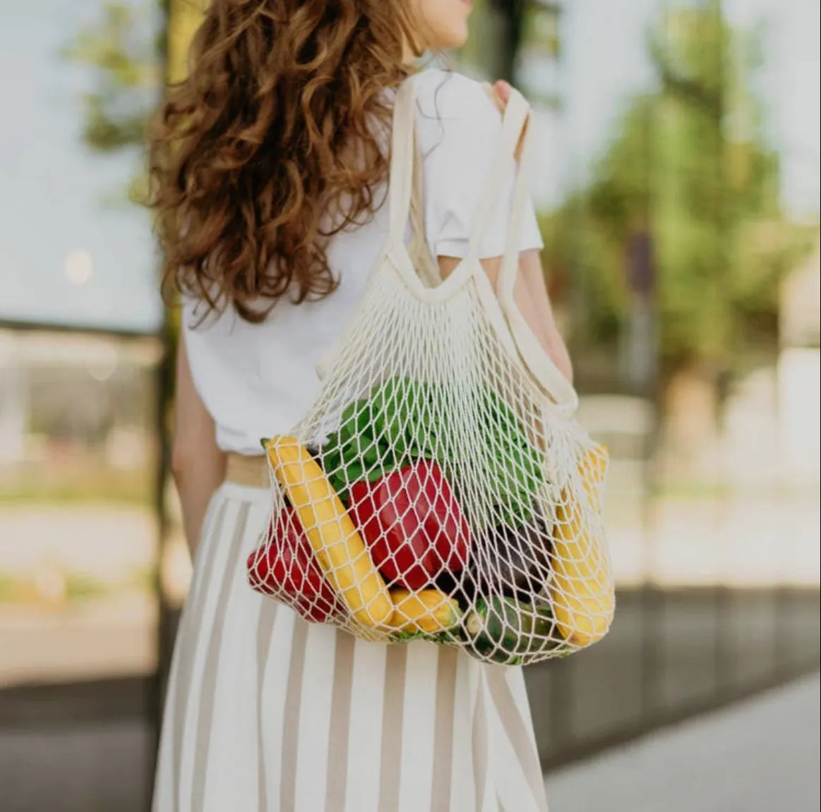 Mesh Reusable Market Shoulder Cotton Grocery Bag