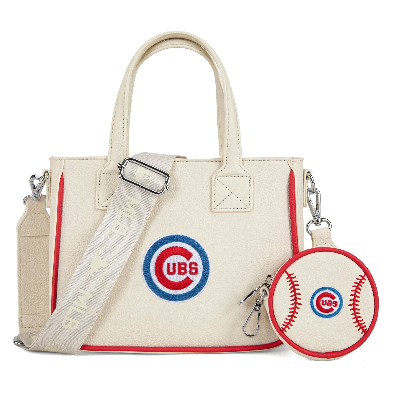 MLB-CU103 MLB  Chicago Cubs Team Tote/Crossbody with Baseball Coin Pouch