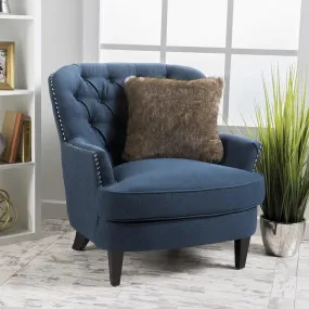 Modern Tufted Grandpa Lounge Armchair (Blue)